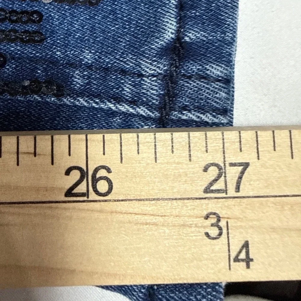 Ashley Stewart Plus Size 24 Jeans Sequin Embellished Straight Leg Medium Wash
